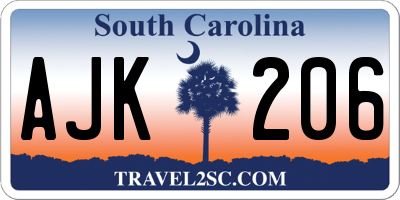 SC license plate AJK206