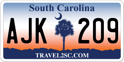 SC license plate AJK209