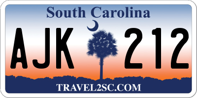 SC license plate AJK212