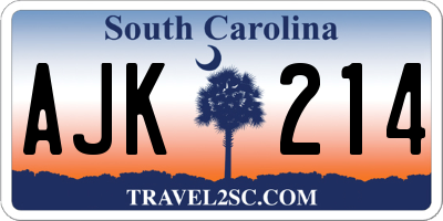 SC license plate AJK214