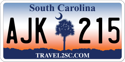 SC license plate AJK215