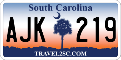 SC license plate AJK219