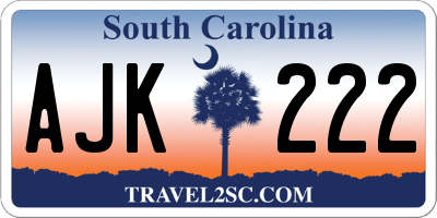 SC license plate AJK222