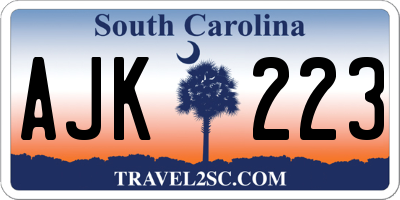 SC license plate AJK223