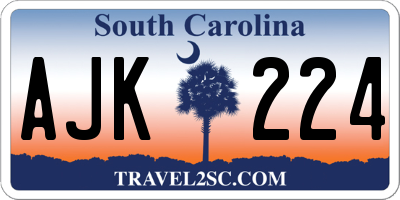 SC license plate AJK224