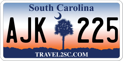 SC license plate AJK225
