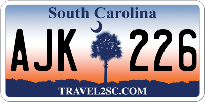 SC license plate AJK226