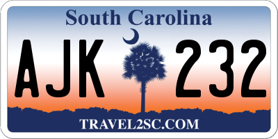 SC license plate AJK232