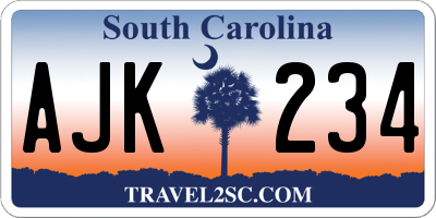 SC license plate AJK234
