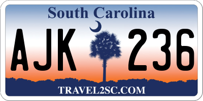 SC license plate AJK236