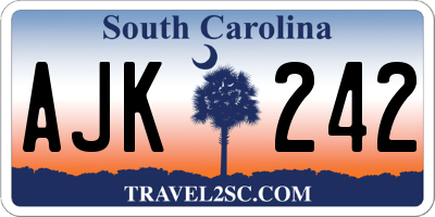 SC license plate AJK242