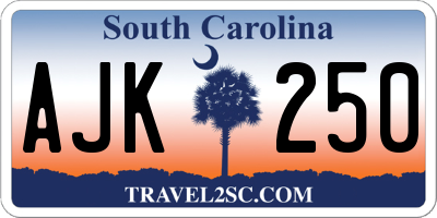 SC license plate AJK250