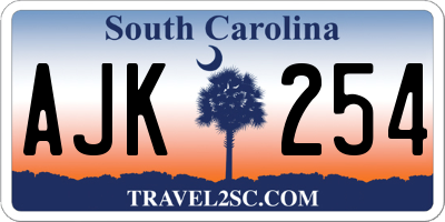 SC license plate AJK254