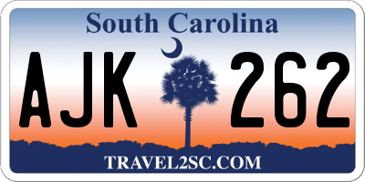 SC license plate AJK262