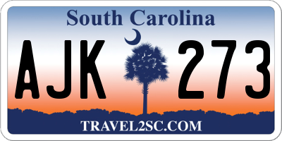 SC license plate AJK273