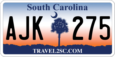 SC license plate AJK275