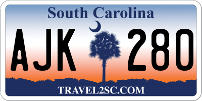 SC license plate AJK280