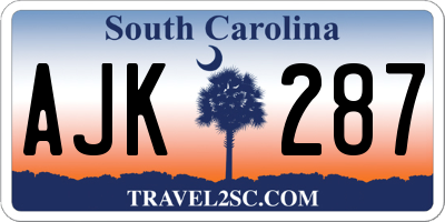 SC license plate AJK287