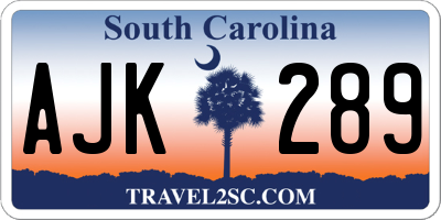 SC license plate AJK289