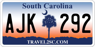 SC license plate AJK292