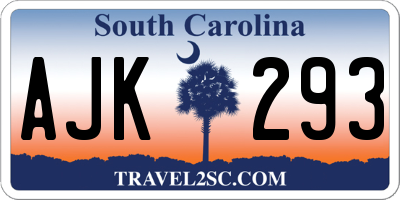 SC license plate AJK293