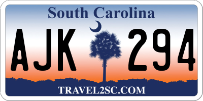 SC license plate AJK294