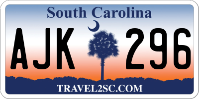 SC license plate AJK296