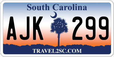 SC license plate AJK299