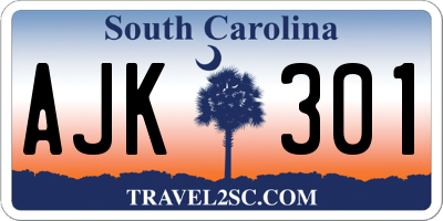 SC license plate AJK301