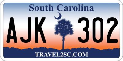 SC license plate AJK302