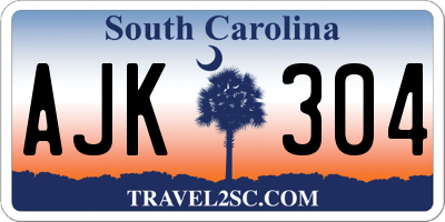 SC license plate AJK304
