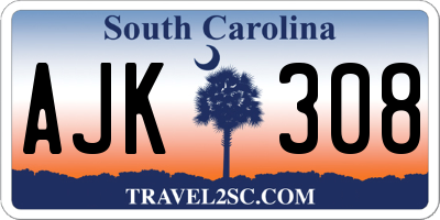 SC license plate AJK308