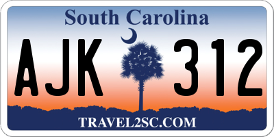 SC license plate AJK312
