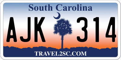 SC license plate AJK314
