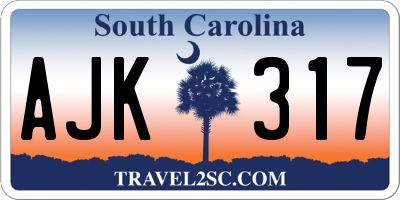 SC license plate AJK317