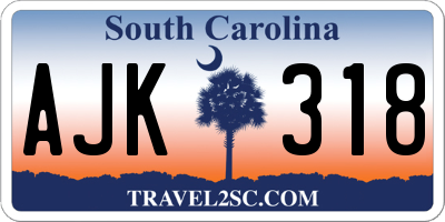 SC license plate AJK318