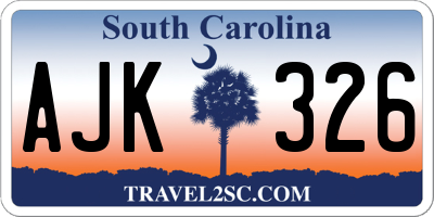 SC license plate AJK326