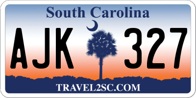 SC license plate AJK327