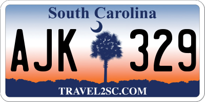 SC license plate AJK329
