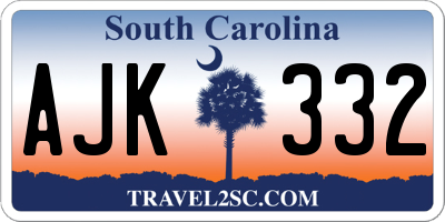 SC license plate AJK332