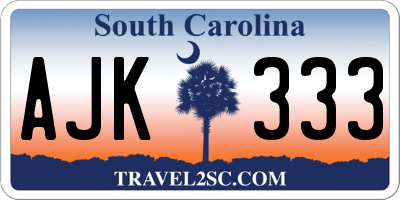 SC license plate AJK333