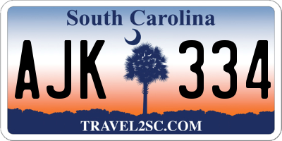 SC license plate AJK334