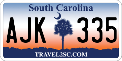 SC license plate AJK335