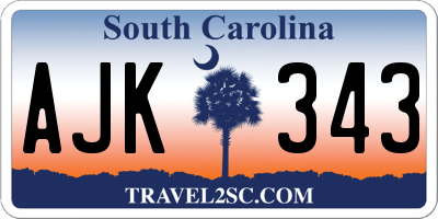 SC license plate AJK343