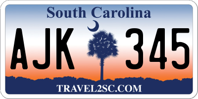 SC license plate AJK345