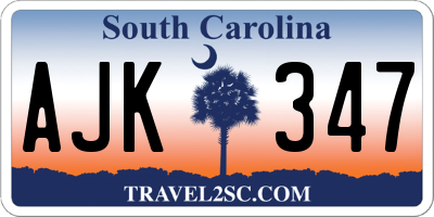 SC license plate AJK347