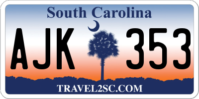 SC license plate AJK353
