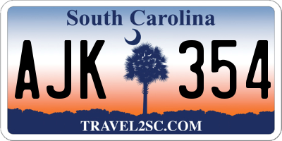 SC license plate AJK354