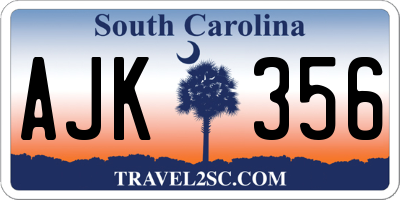 SC license plate AJK356
