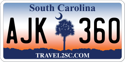 SC license plate AJK360